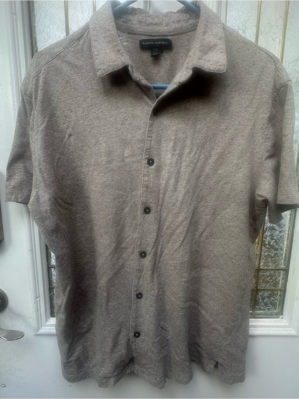 Banana Republic Men’s Linen Cotton Blend Short-Sleeve Button-Down Shirt